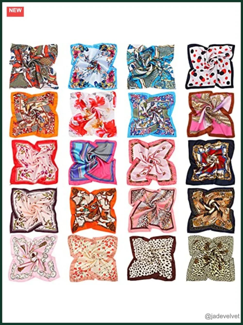 20 Pack Satin Square Scarves Mixed Colors Silk-like Neck Scarves